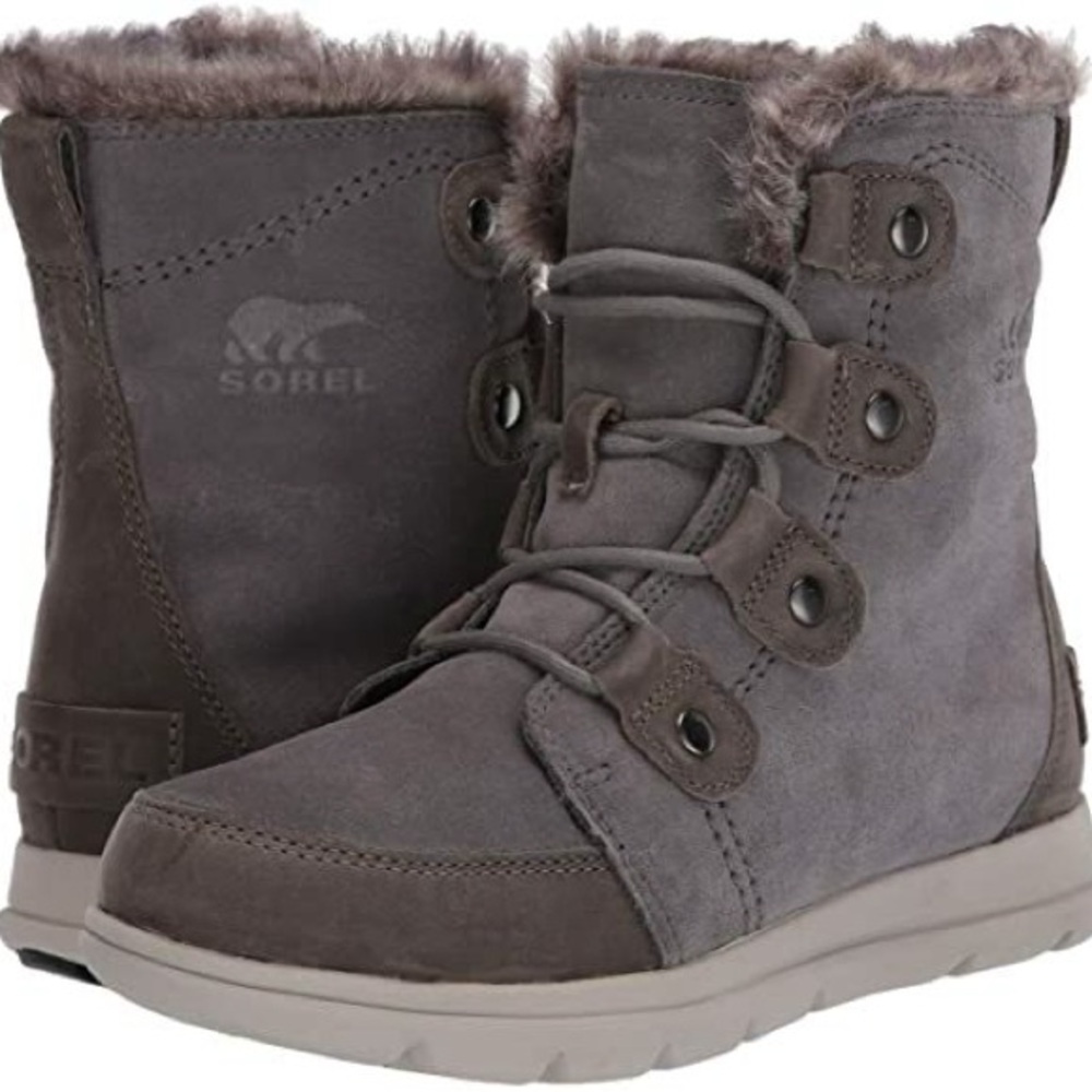Sorel Explorer Joan Quarry snow boots winter suede waterproof 9 grey